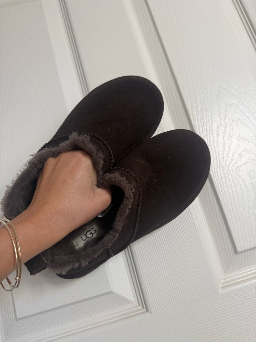 UGG MicroChocolate Brown Shearling Slippers